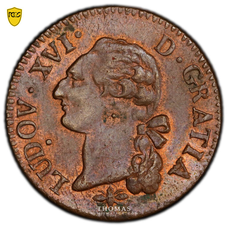 Coin France - Louis XVI - Sol à l'écu - 1791 D  Lyon - PCGS MS 63 BN obverse