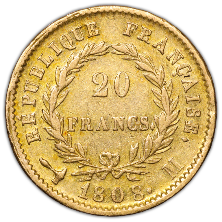 Coin France - Napoleon I - Gold - 20 francs or 1808 M Toulouse - 22 147 examples reverse