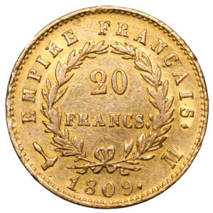 Gold - 20 francs or napoleon I 1809 M toulouse reverse