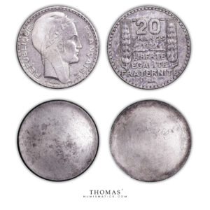 paire épreuve uniface 20 francs Turin 1929