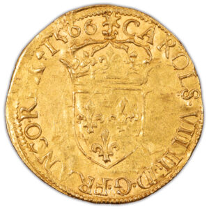 Coin France - Charles IX - Gold Ecu d'or au soleil - 1566 F - Angers obverse