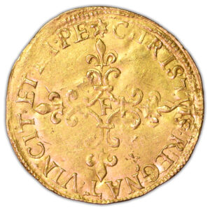 Coin France - Charles IX - Gold Ecu d'or au soleil - 1566 F - Angers reverse
