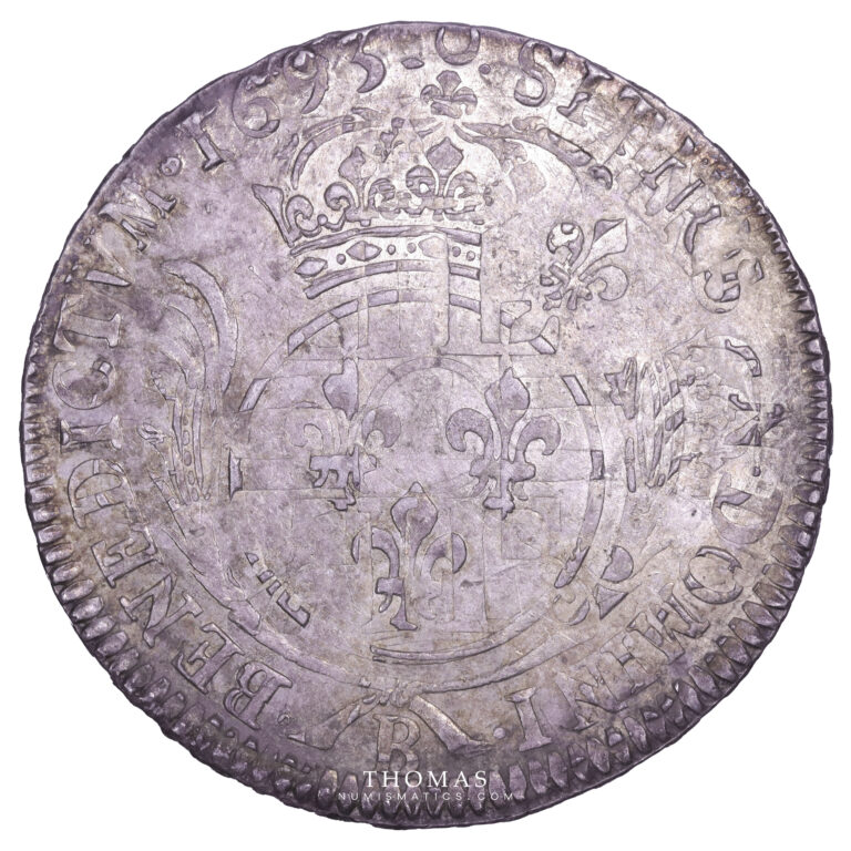 Coin France - Louis XIV - Écu aux Palmes - 1693 B Rouen - The Coëx Miller's Hoard reverse