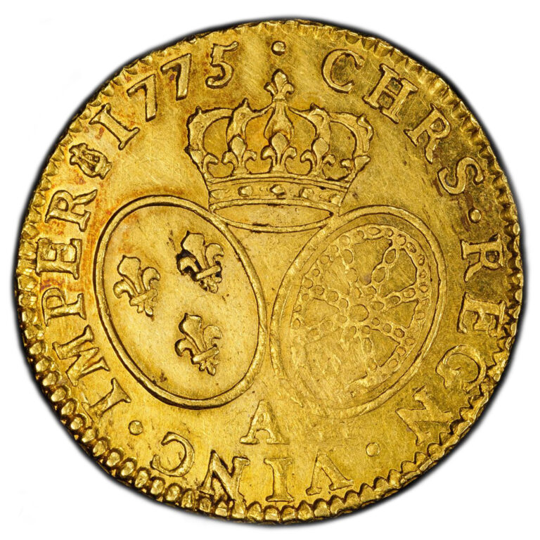 Louis XV louis or buste habille 1775 A revers