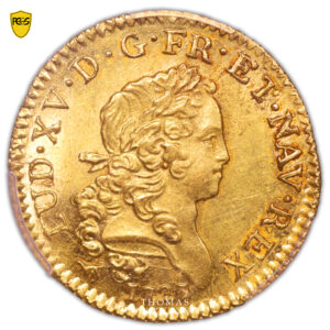 Coin France - Louis XV - Gold - Louis d'or au Mirliton - Palmes courtes - 1723 A Paris - PCGS MS 62 obverse