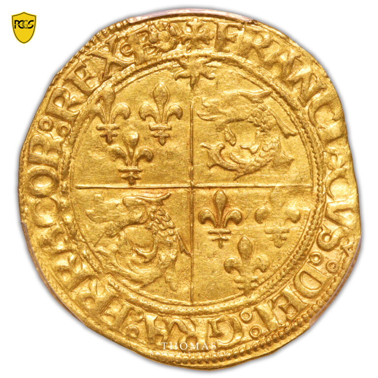 Coin France - François I - Gold - Écu d’or au soleil du Dauphiné - Grenoble - PCGS AU 55 obverse