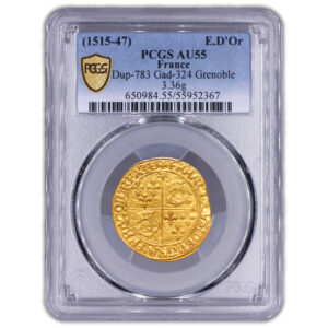 Coin France - François I - Gold - Écu d’or au soleil du Dauphiné - Grenoble - PCGS AU 55 slab