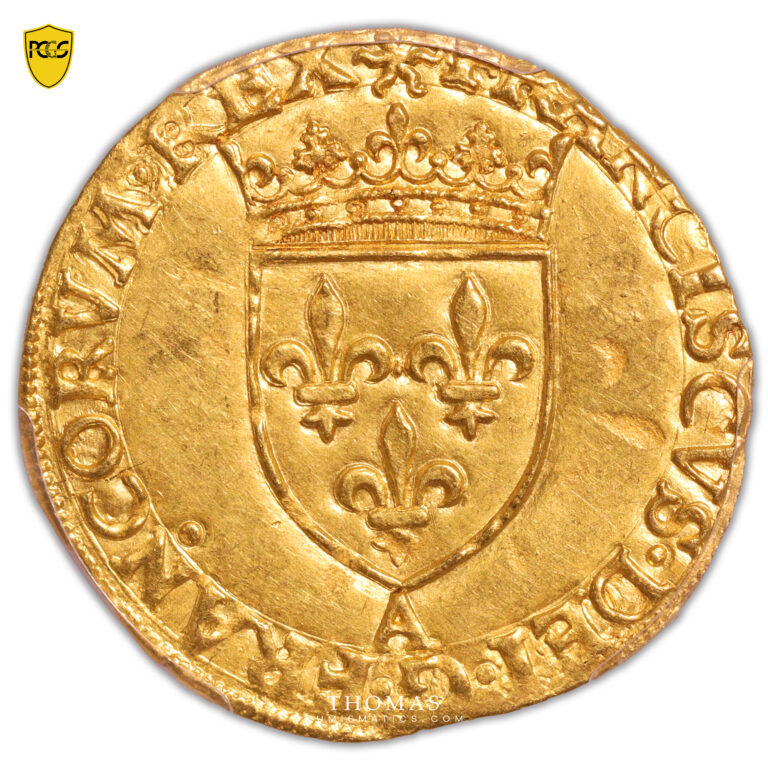 Coin France - François I - Gold - Écu d'or au soleil - PCGS AU 58 obverse