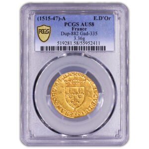 Coin France - François I - Gold - Écu d'or au soleil - PCGS AU 58 slab