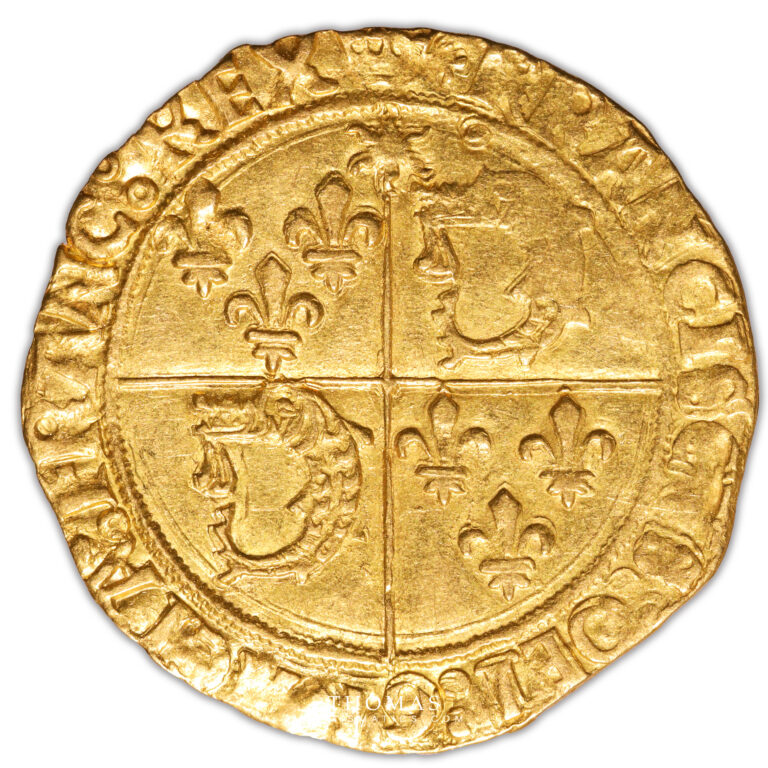 Coin France - François I - Gold - Écu d'or au soleil du dauphiné - Crémieu obverse