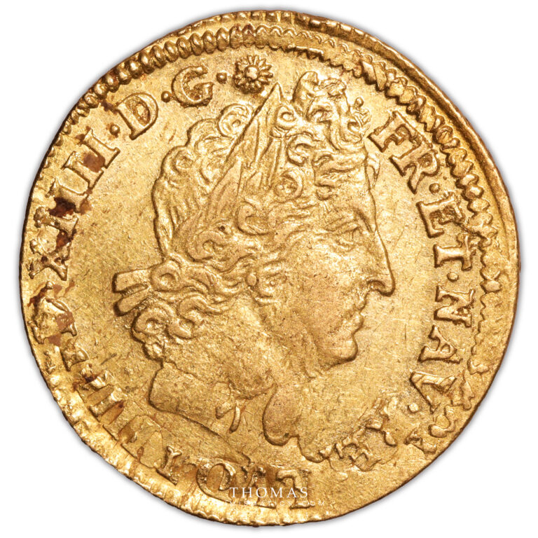 Coin France - Louis XIV - Gold - Louis d'or aux 8L - Dijon - Hoard - Treasure of Valenciennes obverse