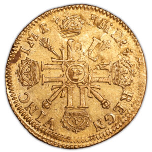Coin France - Louis XIV - Gold - Louis d'or aux 8L - Dijon - Hoard - Treasure of Valenciennes reverse