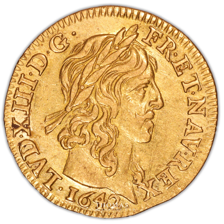 Coin France - Louis XIII - Gold - 1/2 Louis dor à la mèche longue - 1642 A Paris obverse