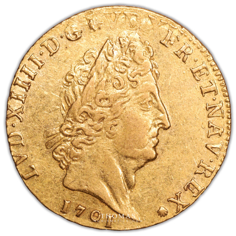 Louis XIV - Louis dor aux 8L et aux insignes - 1701 A Paris Trésor de valenciennes avers