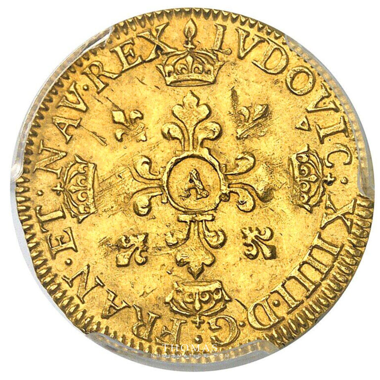 Coin France - Louis XIV - lys d'or 1656 A Paris - PCGS AU 58 reverse