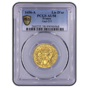Coin France - Louis XIV - lys d'or 1656 A Paris - PCGS AU 58 slab
