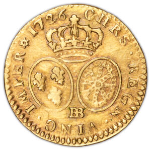 Coin France - Louis XV - Gold - Demi Louis d'or aux Lunettes - 1726 BB - Strasbourg - 35 756 examples reverse