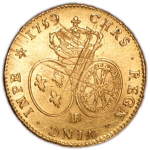 Coin France - Louis XV - Gold - Double Louis d’or au bandeau – 1759 BB Strasbourg reverse
