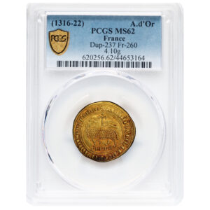 France - Philippe V - Gold - Agnel d'or - PCGS MS 62 slab