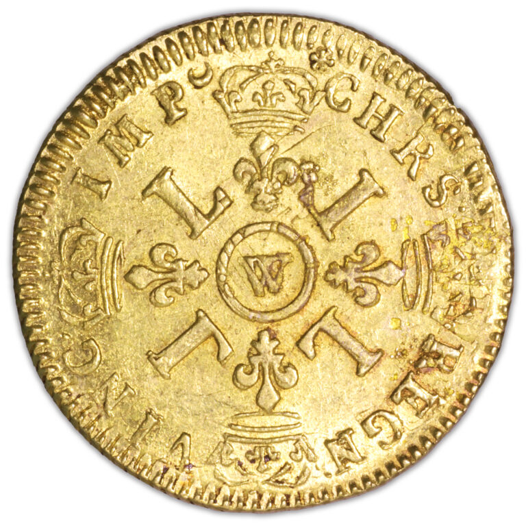 France - Louis XIV - Louis d'or aux 4L - 1699 W Lille - 14 289 examples reverse
