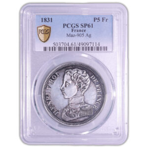 France - Henri V Pretender - 5 Francs Pattern - 1831 Brussels - PCGS SP 61 slab
