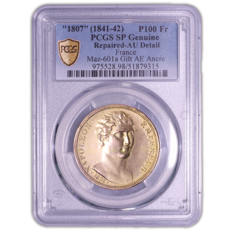 Monnaie France - Napoléon Premier - 100 francs Essai bronze doré - Premier Empire PCGS SP Genuine-3