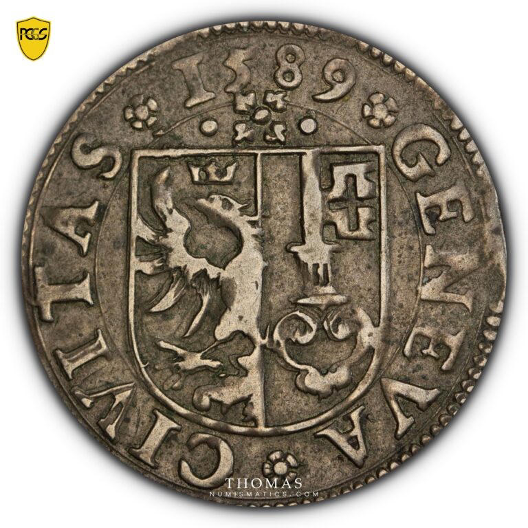 SUISSE-REPUBLIQUE-DE-GENEVE-3-SOL-1589-pcgs-xf-40-avers