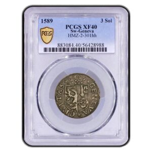 SUISSE-REPUBLIQUE-DE-GENEVE-3-SOL-1589-pcgs-xf-40-slab