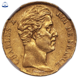 Gold - 20-francs-or-charles-x-1828-w-ngc-au-53-obverse