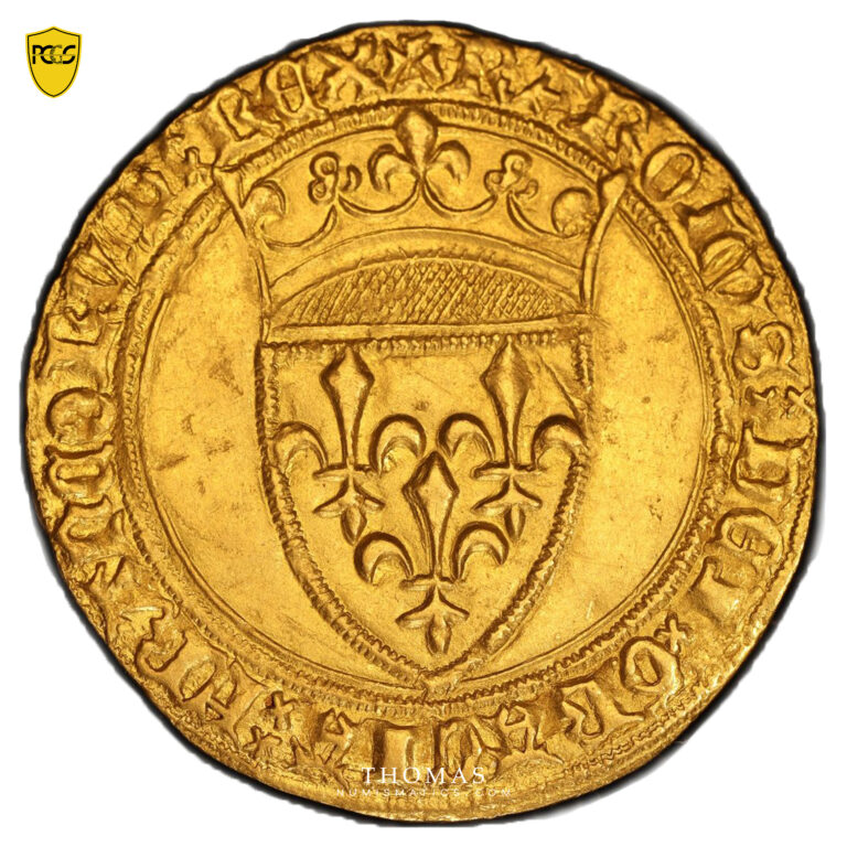 Charles VI - ecu or poitiers avers - PCGS AU 58