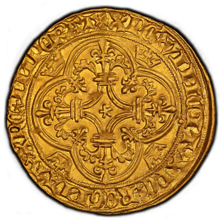 Charles VI - ecu or poitiers revers - PCGS AU 58