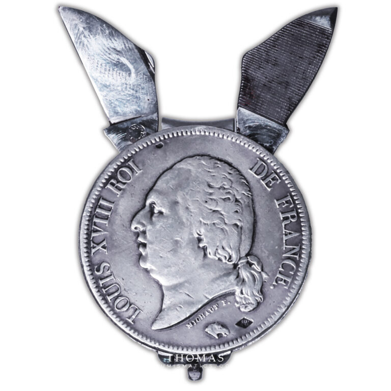 France - Collection Eloi Pernet - Coupe-ongle et 2 outils -Louis XVIII - 5 francs 1816 A Paris