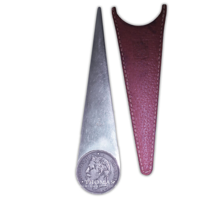France - Collection Eloi Pernet - Coupe-papier pochette cuir - Napoleon III - 5 francs 1867 A Paris-3