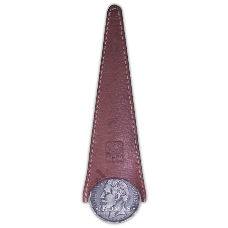 France - Collection Eloi Pernet - Coupe-papier pochette cuir - Napoleon III - 5 francs 1867 A Paris