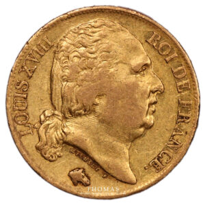 Louis XVIII - 20-francs-or-1818-t-avers-