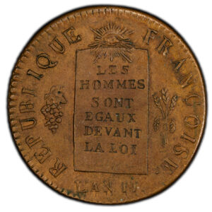 Coin France - Convention - 1/2 Sol à la balance - 1793 H La Rochelle - Refrappe - PCGS MS 63 BN reverse