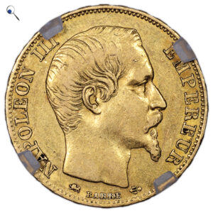 CoinFrance - Napoléon III - Gold 20 Francs or 1855 - D/A Lyon/Paris - Geni XF scratch