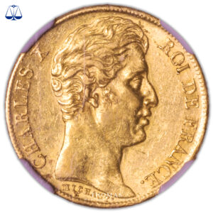 Charles X - 20 francs or 1825 W NGC AU 58 avers