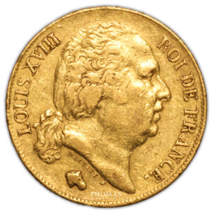 Louis XVIII - 20 francs or 1818 L Bayonne avers