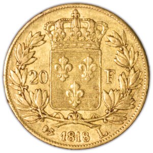 Louis XVIII - 20 francs or 1818 L Bayonne revers