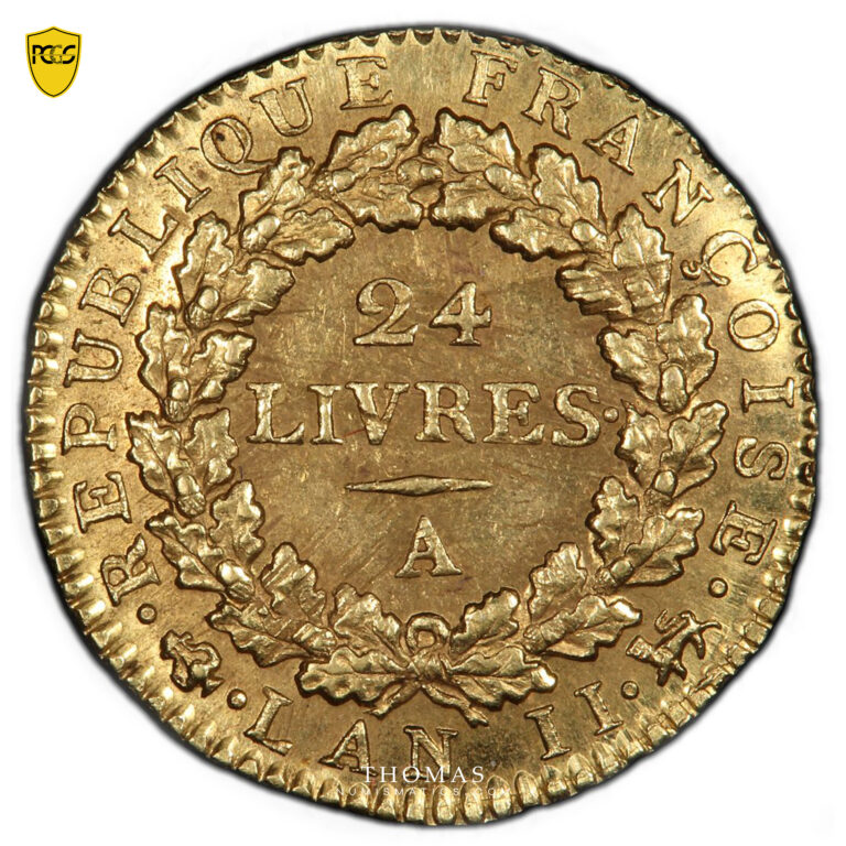 France - Convention - Gold - 24 Livres or 1793 - 1793 A - PCGS MS 62 obverse