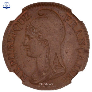 France - Directoire - 5 centimes Dupré - petit module AN 4 A Paris - 1795 - NGC MS 64 BN avers