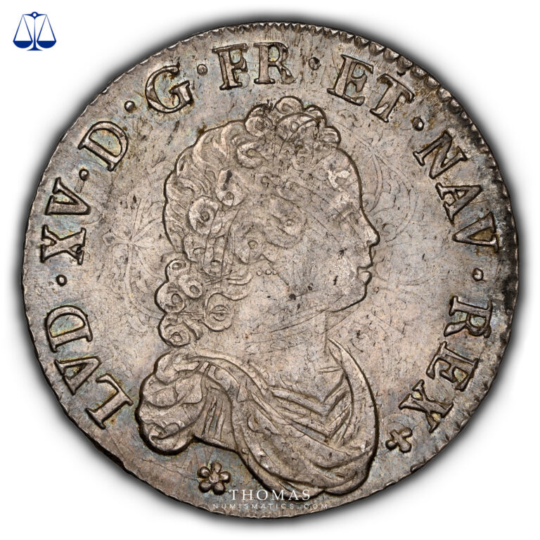 France - Louis XV - 1/2 - Écu au vertugadin 1716 E Tours - NGC MS 61 obverse