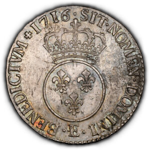 France - Louis XV - 1/2 - Écu au vertugadin 1716 E Tours - NGC MS 61 reverse