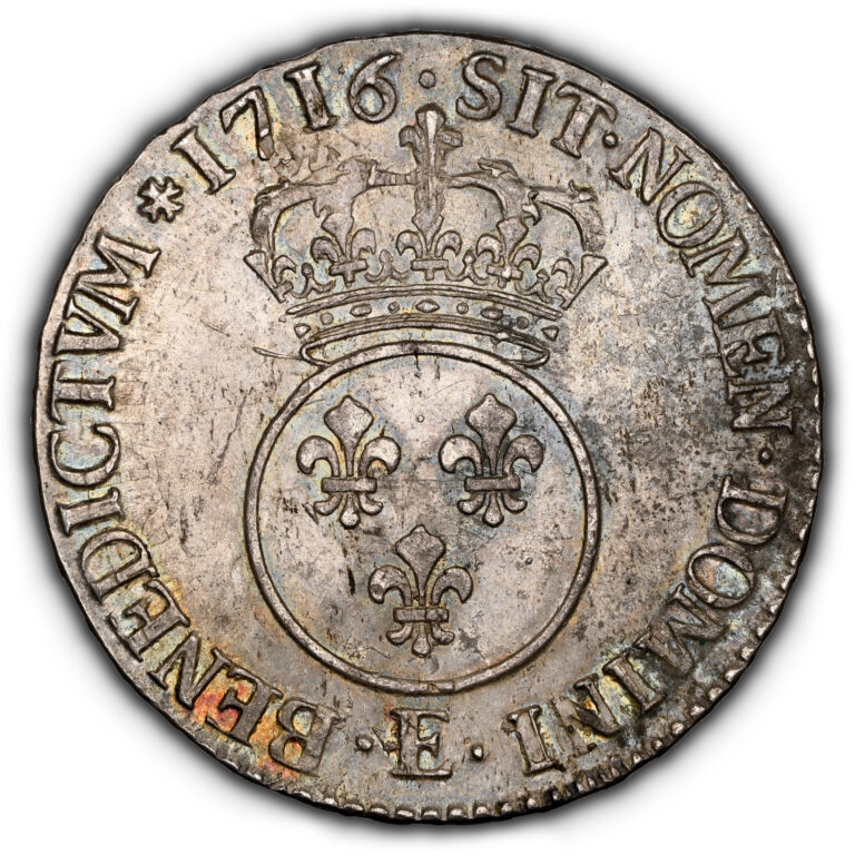 France - Louis XV - 1/2 - Écu au vertugadin 1716 E Tours - NGC MS 61 reverse