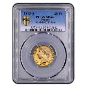 France - Napoleon I - Gold - 20 francs or - 1813 A Paris -  PCGS MS 62 slab