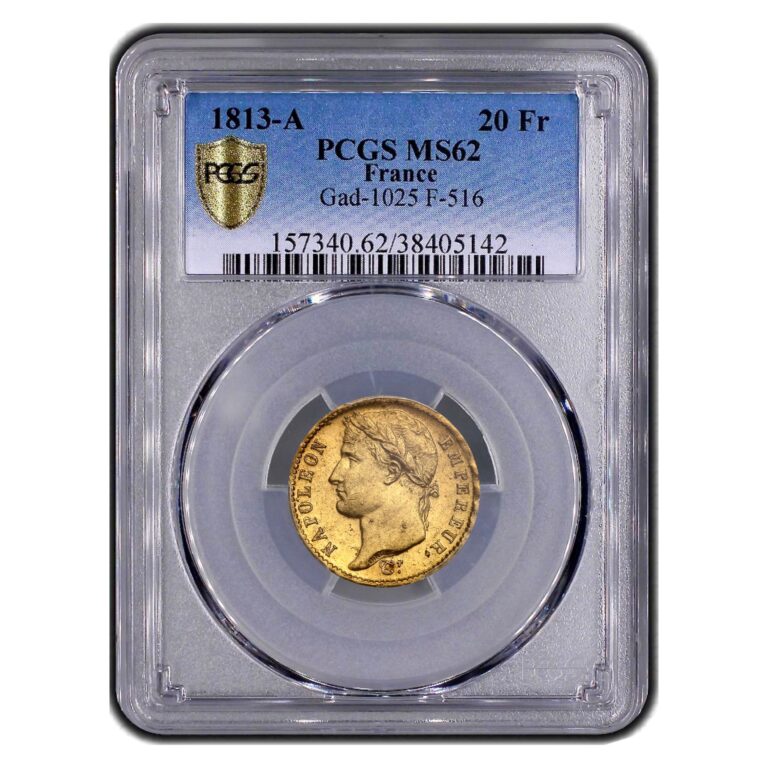 France - Napoleon I - Gold - 20 francs or - 1813 A Paris -  PCGS MS 62 slab