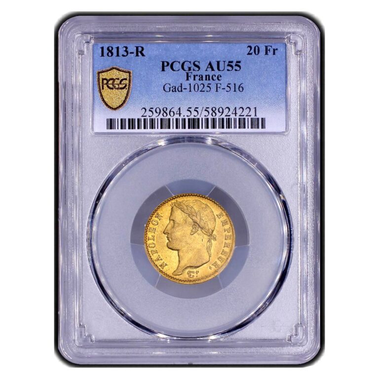 France - Napoleon Ier - Gold - 20 francs or 1813 R Roma - PCGS AU 55 slab