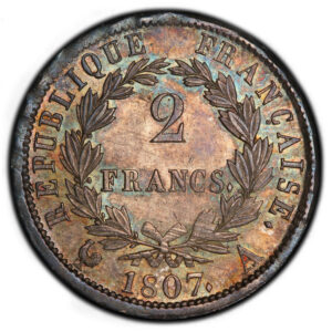 France - Napoléon Ier - 2 francs 1807 A Paris - PCGS MS 62 revers
