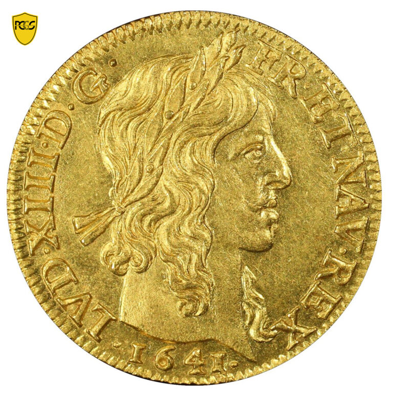 Gold - Louis or mèche longue 1641 A Paris - PCGS MS 64 obverse